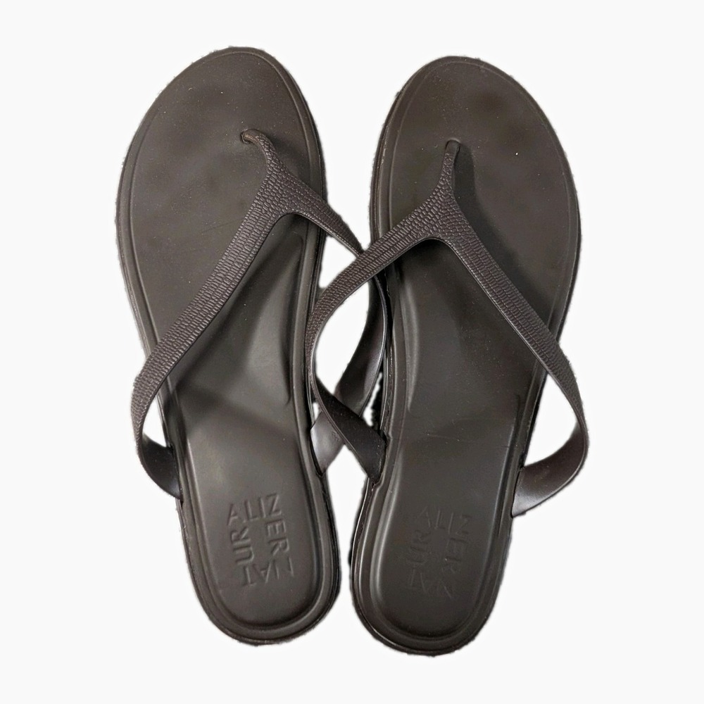 Naturalizer Women's Brown Thong Flip Flop Sandals Slingback Strappy Minimalist